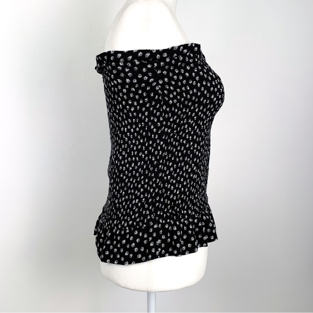 Skylar + Madison tube top black & white floral sleeveless top with ruffle medium